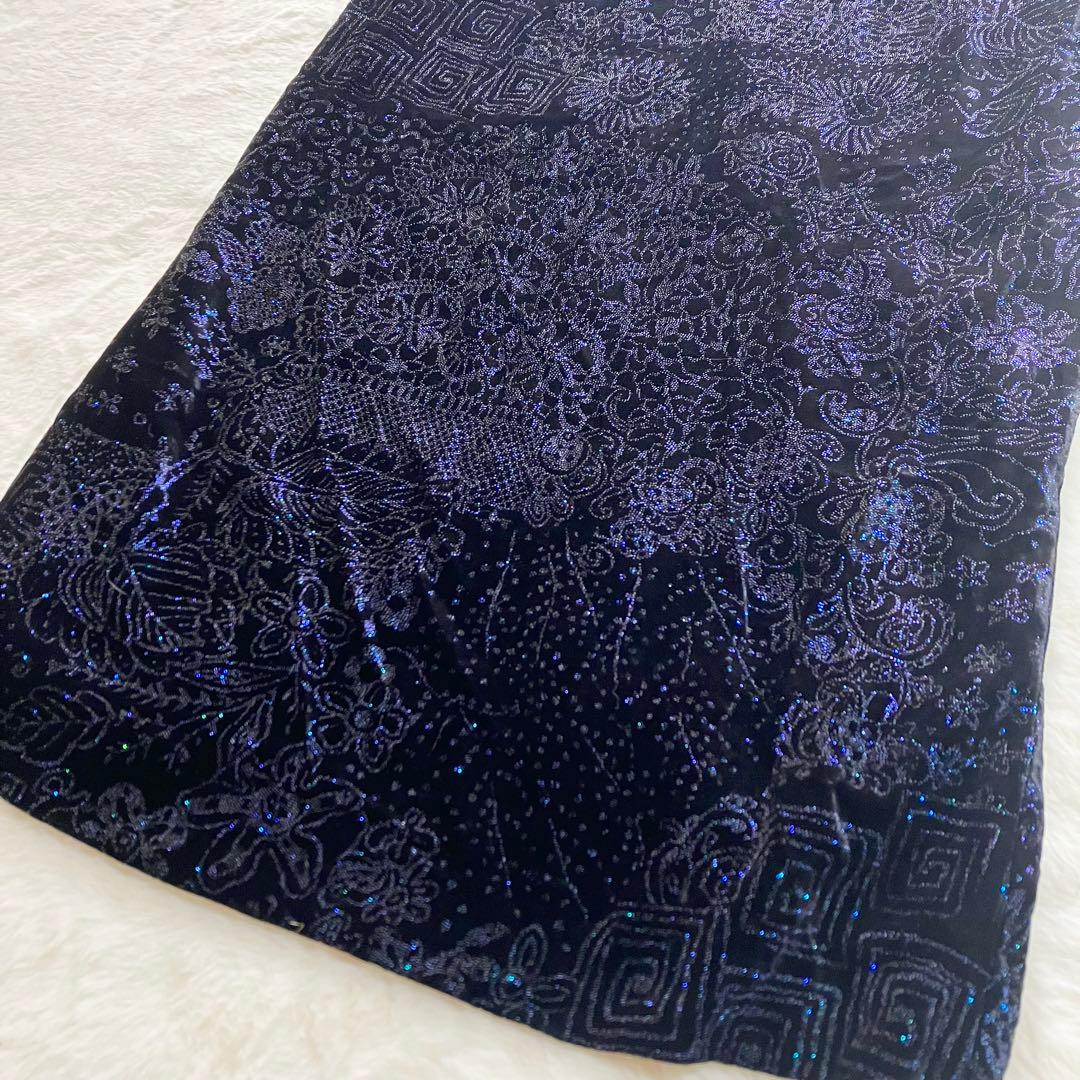 専用　イタリア製 ジャンフランコフィレ ロングドレス　ワンピース シルク　紺色