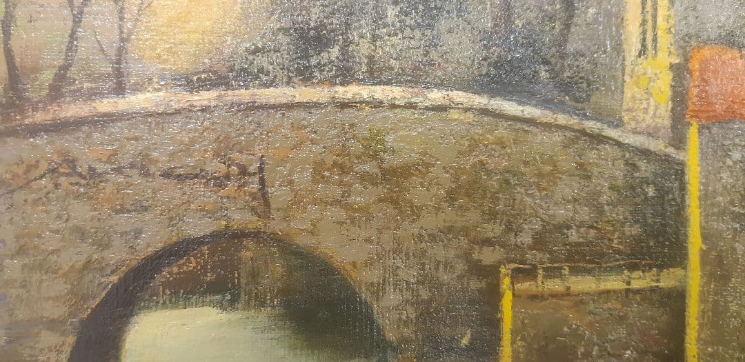 原田彰夫  早春譜 油彩 額装 f10フランス風景