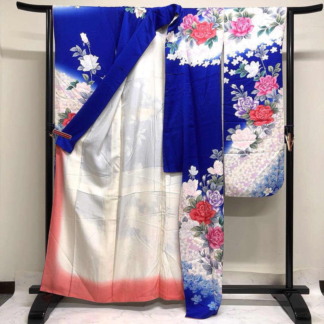 振袖　薔薇　桜　銀彩　着物　081tz