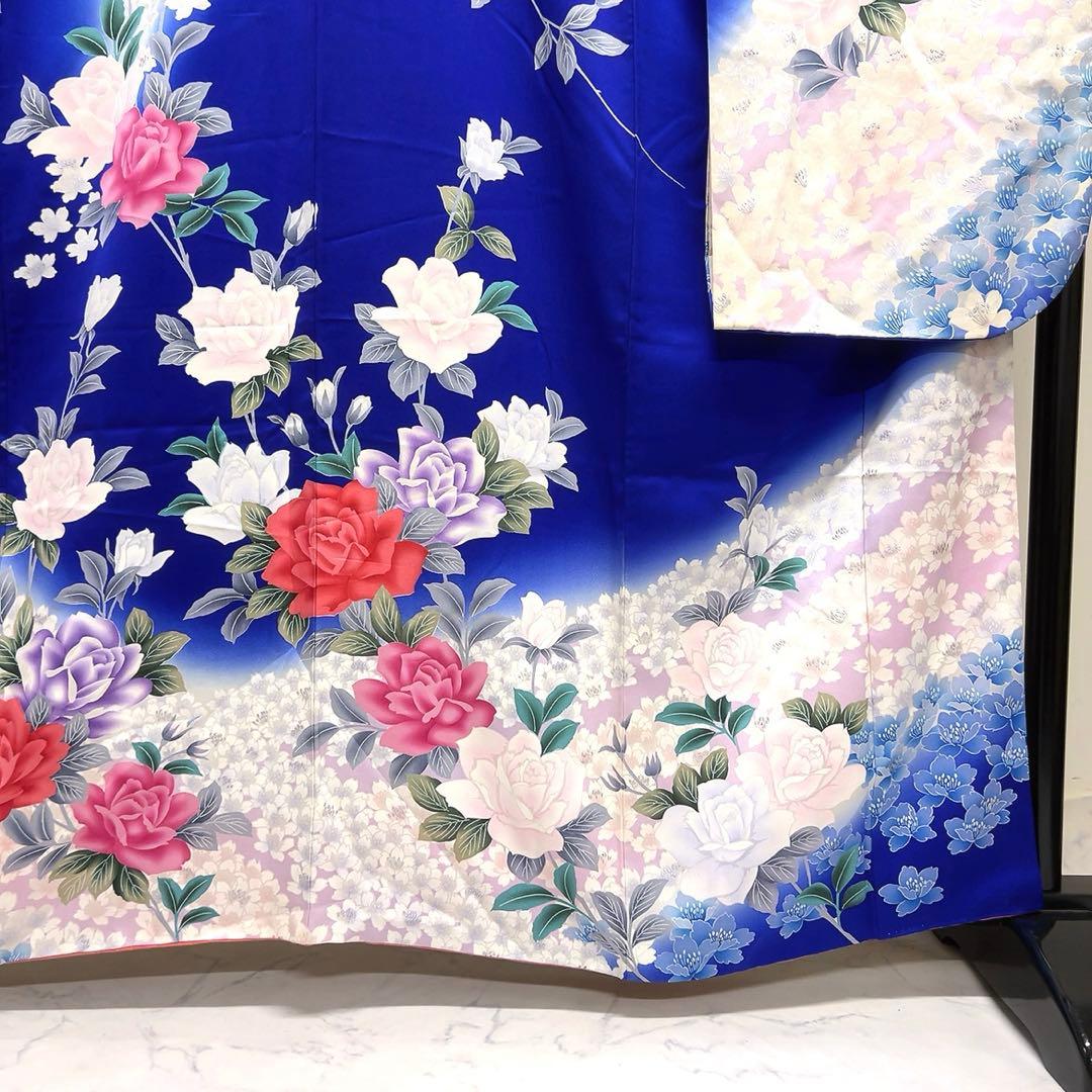 振袖　薔薇　桜　銀彩　着物　081tz