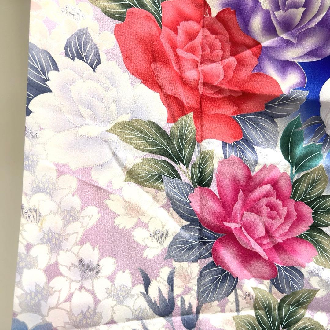 振袖　薔薇　桜　銀彩　着物　081tz