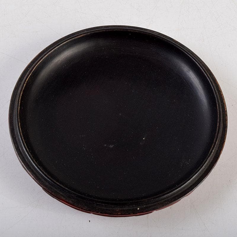 茶道具　剔紅　堆朱　花彫香合　時代箱　V　9267