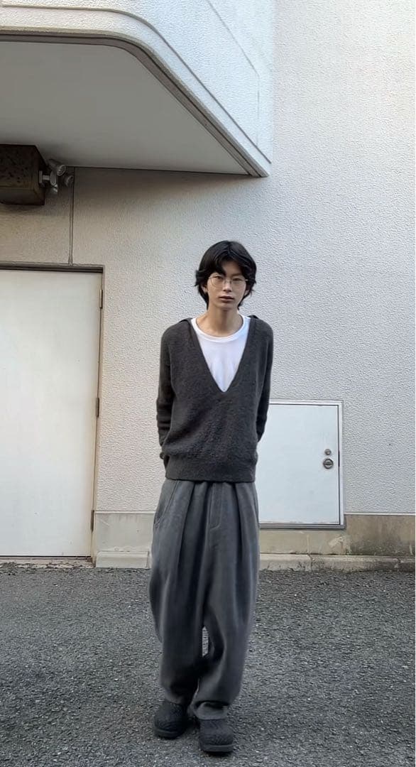 パンツ SUNSET MOSSA WOOL WIDE SAROUEL SLACKS