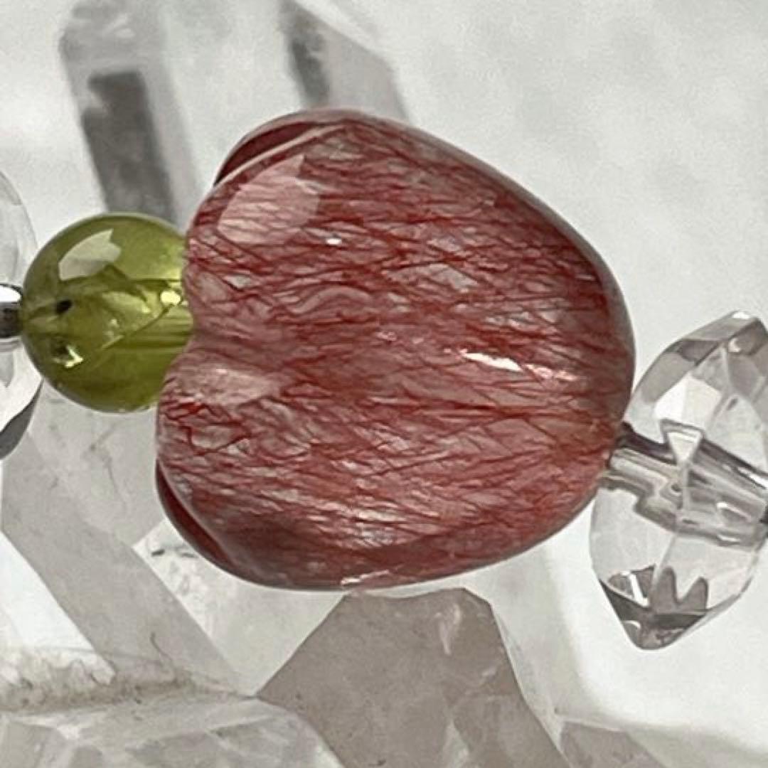 カザフスタン産ストロベリークォーツ苺＆ラリマー桜型天然石ブレスレット