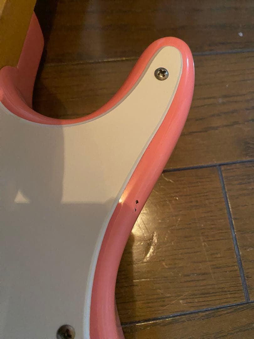 ミニエレキギターストラトキャスターピンクキッズ女子トラベルギタープレイテック廃番