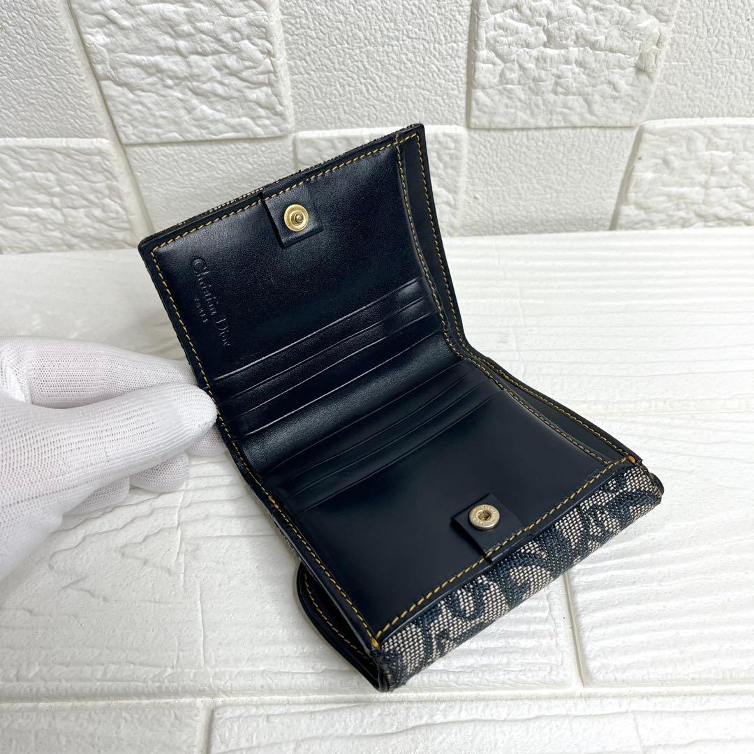 ✨美品✨☘️クリスチャンディオール☘️✨折り財布✨トロッター柄✨キャンバスレザー✨