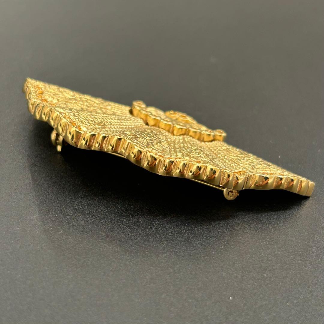 クリスチャン ディオール　ヴィンテージ ゴールデン メタル ファン ブローチ