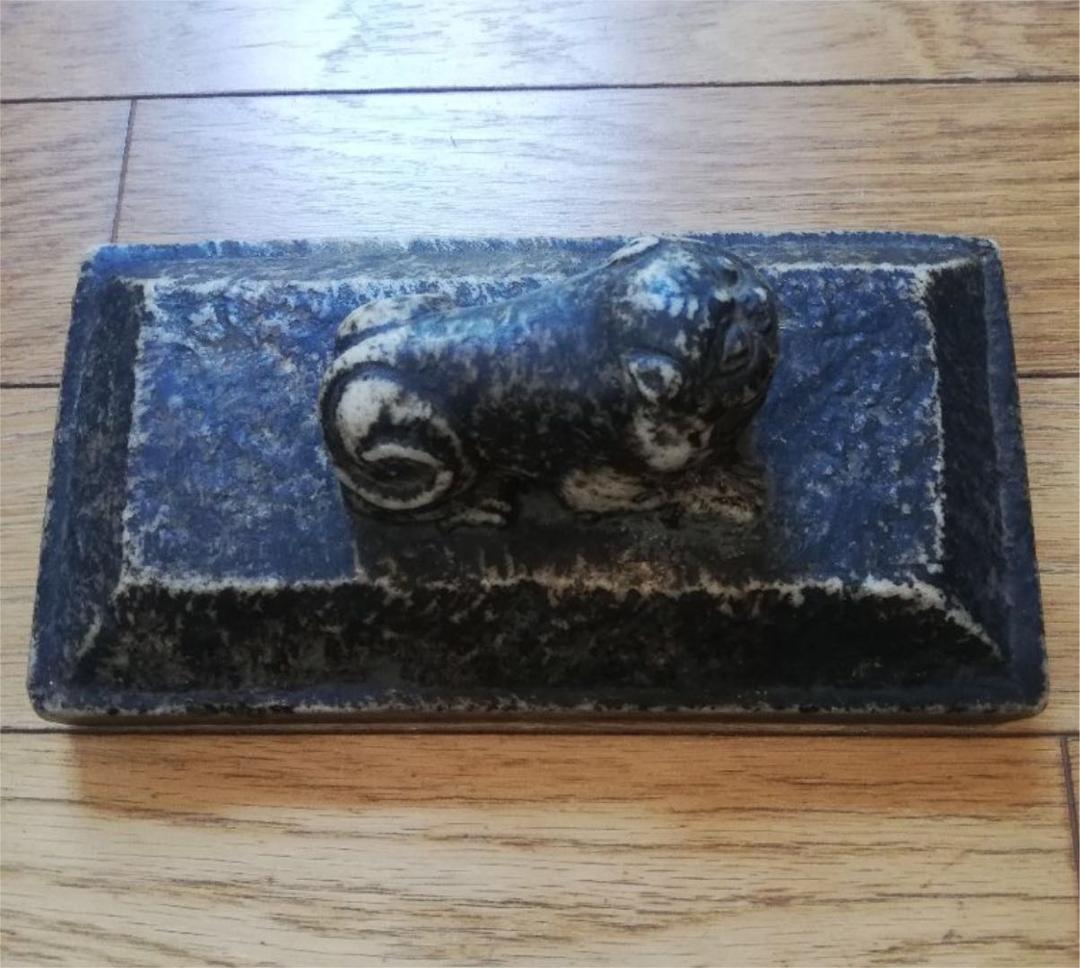 貴重中国骨董　旧蔵した【元時代漢白玉異獸彫刻大文鎮】運気を上げる　縁起の良い置物