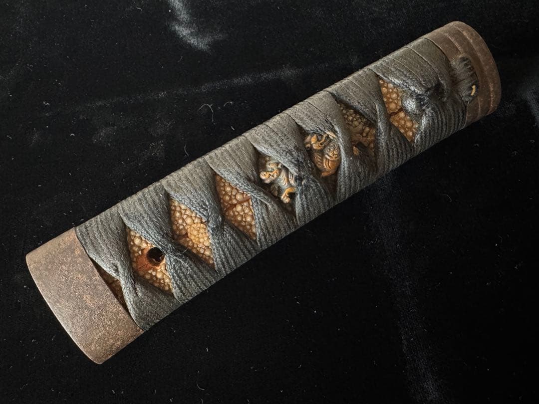 柄前 麒麟図 柄巻 日本刀 刀装具 骨董 古美術 江戸時代 時代物