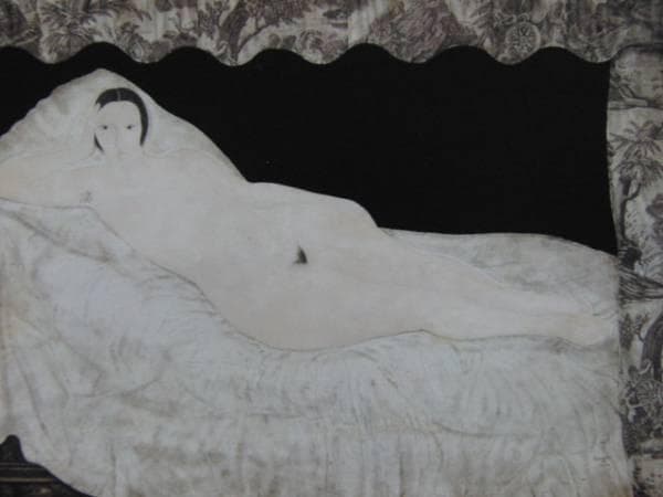 藤田嗣治、【ジュイ布のある裸婦】、希少画集画、新品高級額・額装付