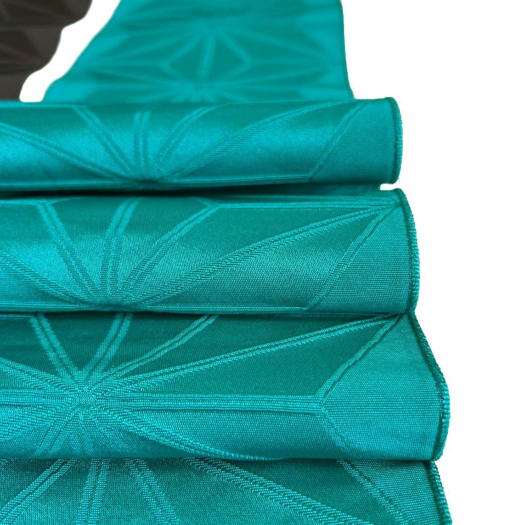 半幅帯 半巾帯 全通柄 洗える 撫松庵 ターコイズグリーン ポリエステル MWR