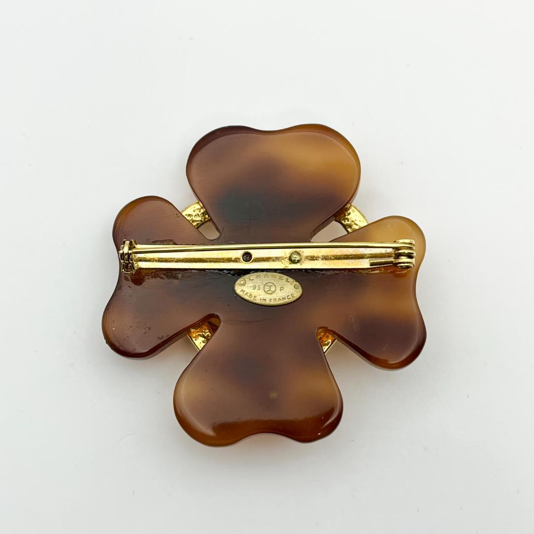 シャネル 95P ココマーク ハート べっ甲 フラワー GP ブローチ マーブル