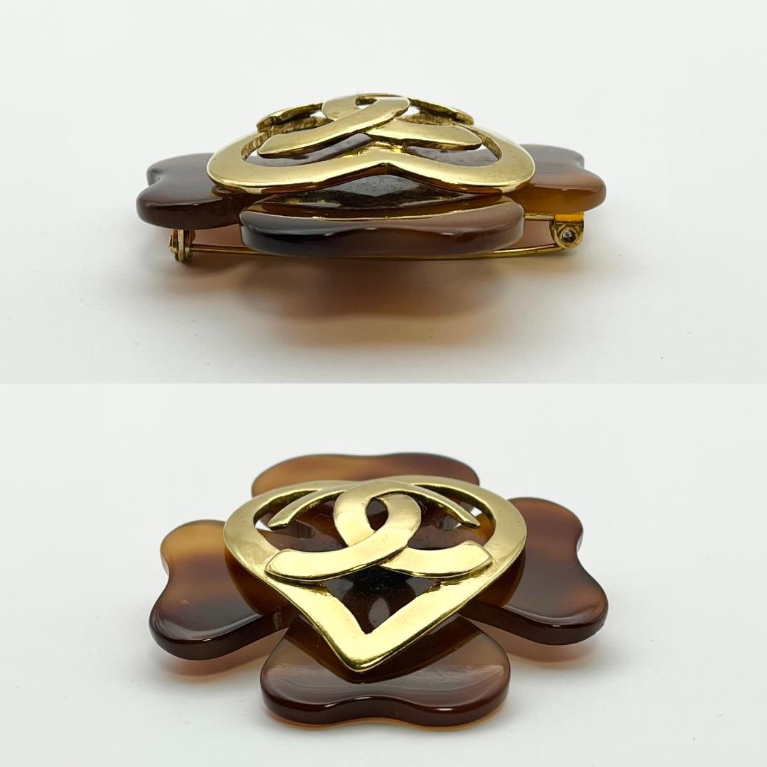 シャネル 95P ココマーク ハート べっ甲 フラワー GP ブローチ マーブル