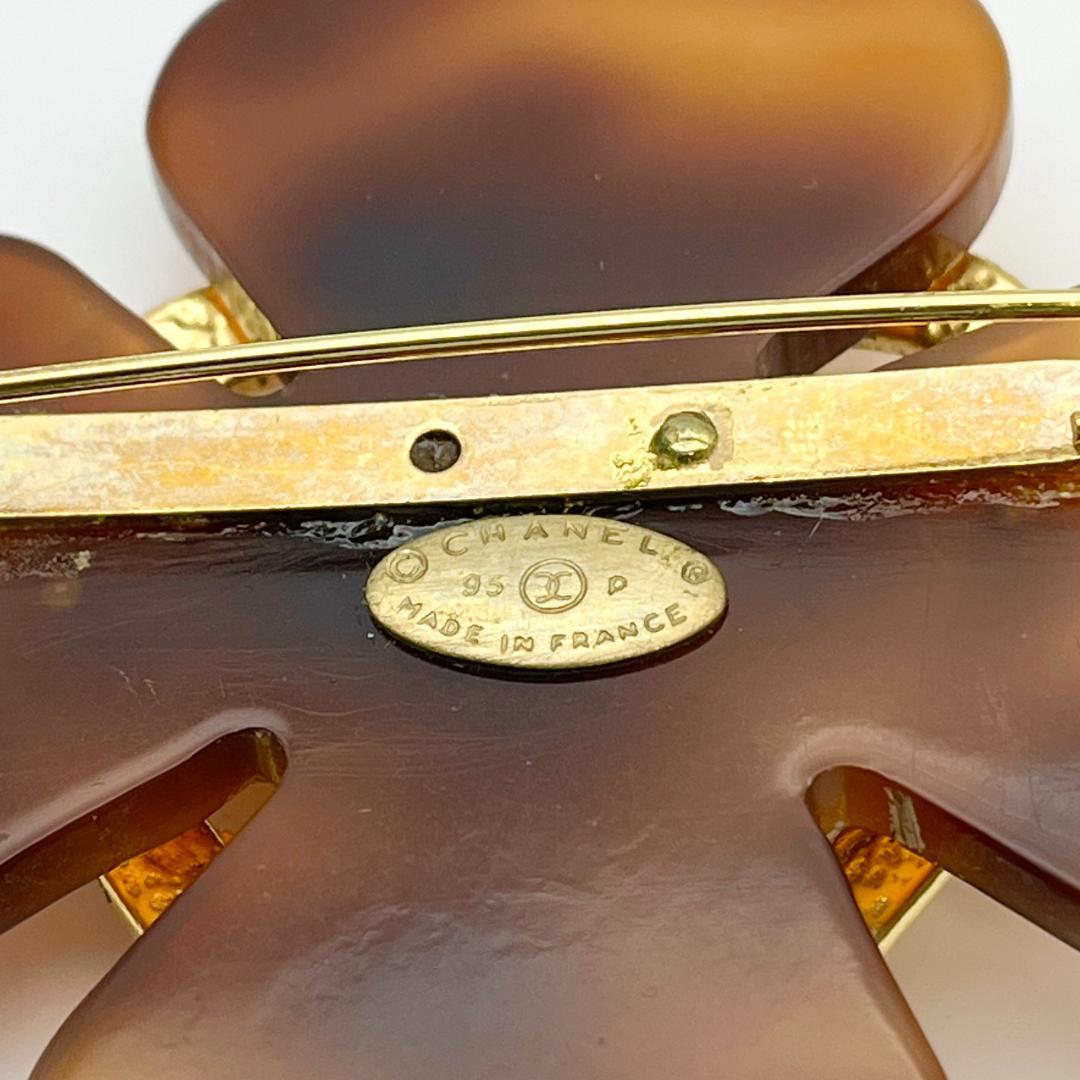 シャネル 95P ココマーク ハート べっ甲 フラワー GP ブローチ マーブル