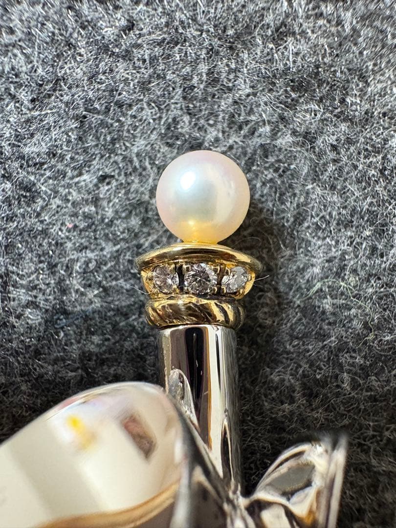 ミキモト 帽子モチーフ パール 真珠 ダイヤモンド ブローチ シルバー/K18