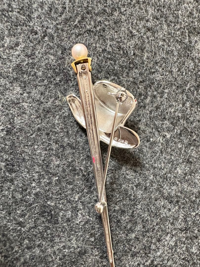 ミキモト 帽子モチーフ パール 真珠 ダイヤモンド ブローチ シルバー/K18