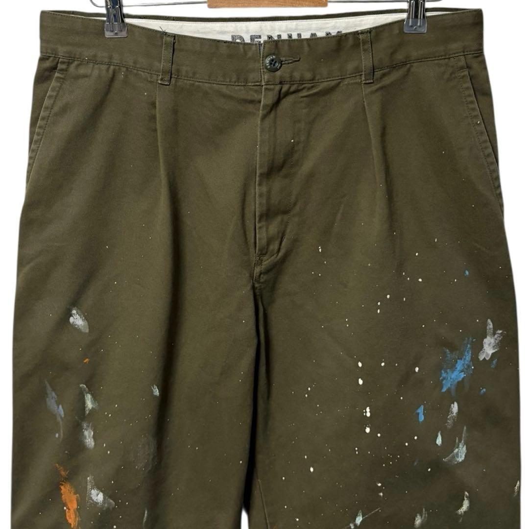 DENHAM タックワイドチノ ペンキ 1点物 日本製 ワークミリタリー