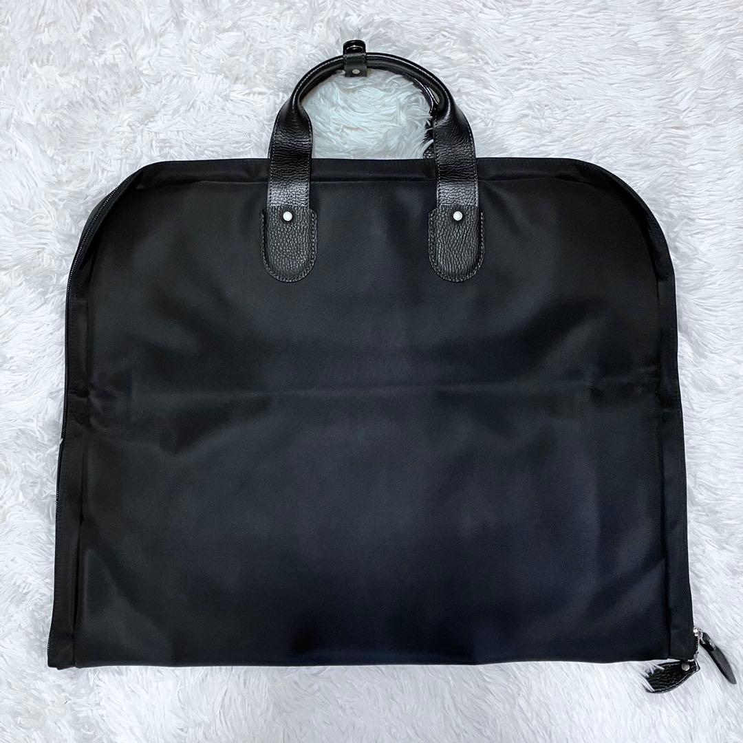 【美品】ACE. エース ブラック ガーメントバッグ ナイロン レザー 三つ折り