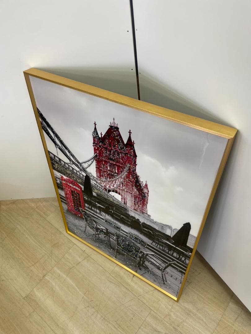 水晶絵　イギリス　ロンドン　アートパネル　クリスタル　立体　絵画　パネル　額縁