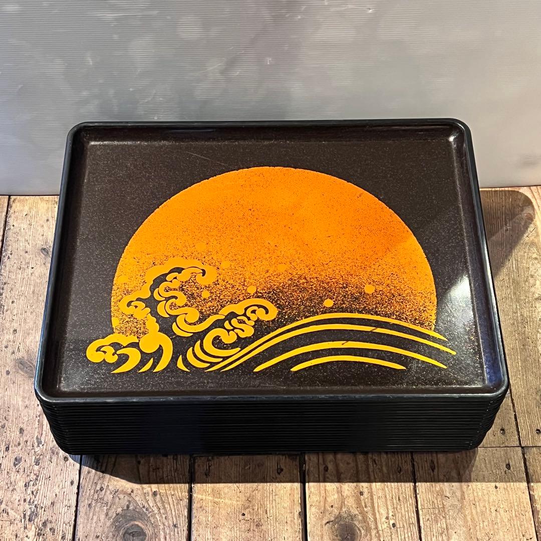 ②波　太陽　月　黒盆　和風　20枚　おまとめ　懐石　旅館　昭和レトロ