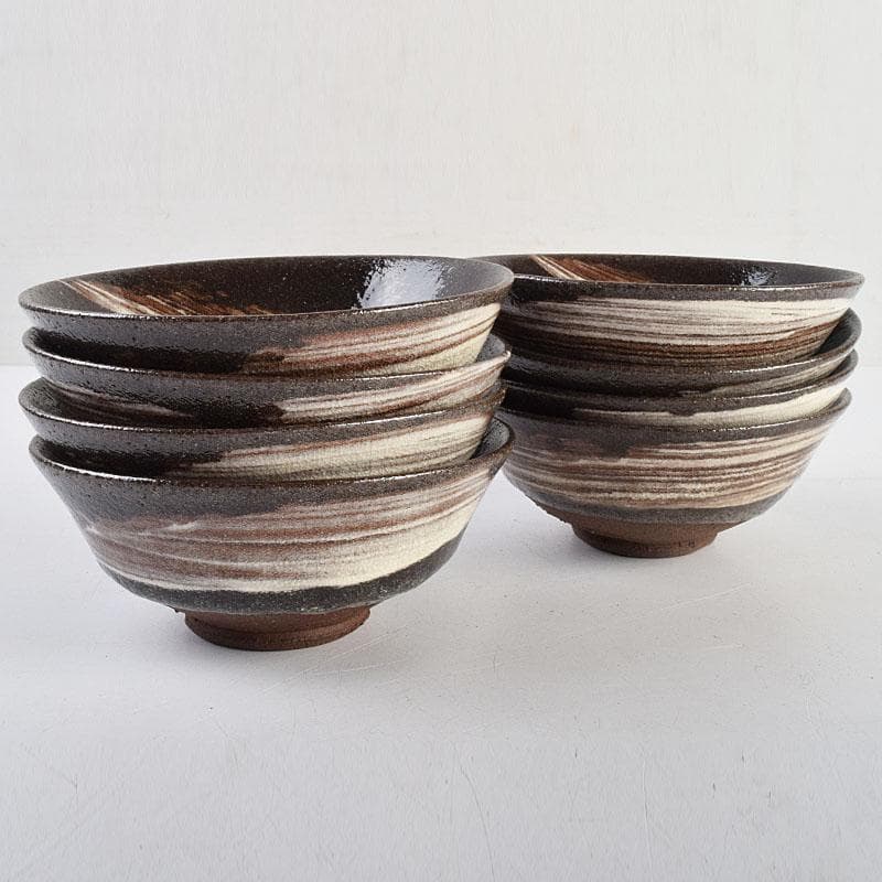 茶道具　兎月窯　杉浦芳樹　刷毛目　数茶碗　八客　時代箱付　V　R9419B