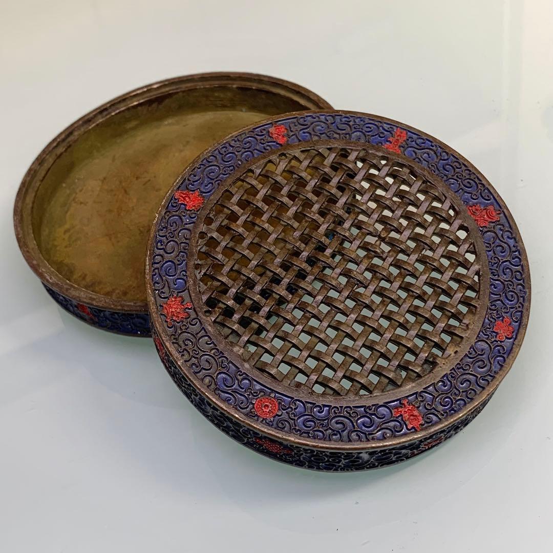 旧蔵　時代物　純銅製・三足香炉兼硯　珍品／文房具・骨董コレクション　レア　美品