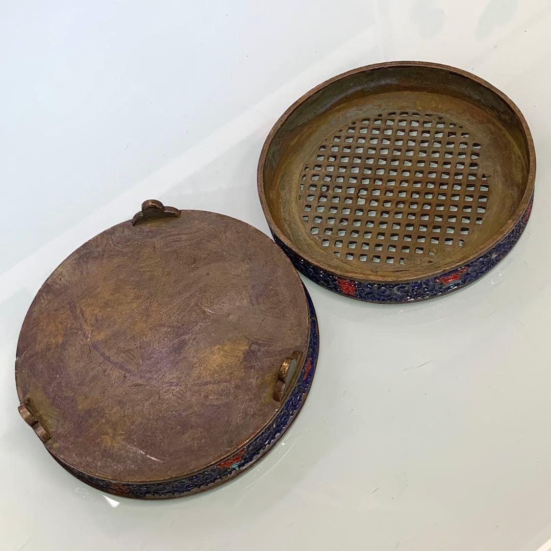 旧蔵　時代物　純銅製・三足香炉兼硯　珍品／文房具・骨董コレクション　レア　美品