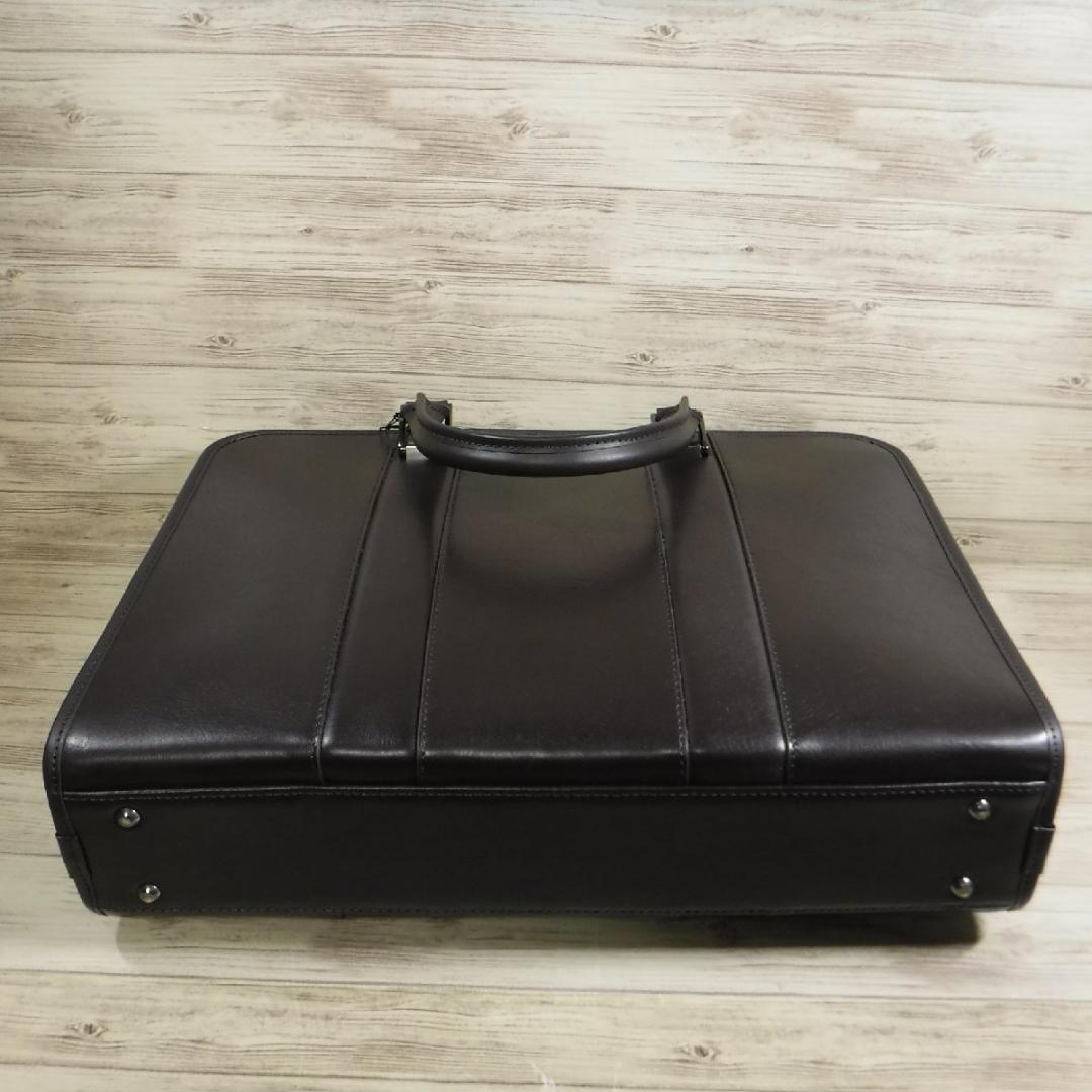 タケオキクチ 定価5万3900円 2WAY レザー ビジネスバッグ 牛革 濃茶