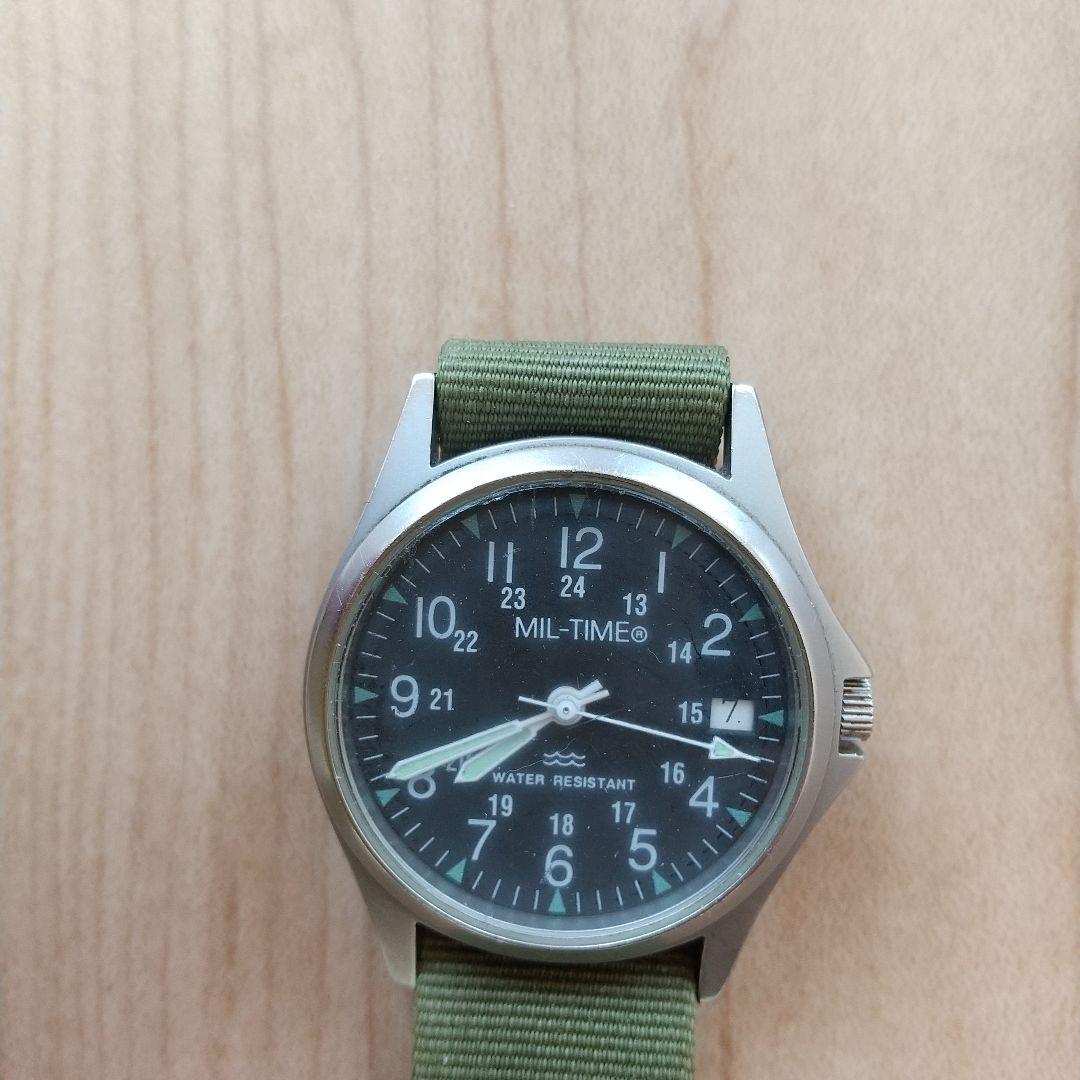 MIL-TIME 防水アナログ腕時計 カーキ