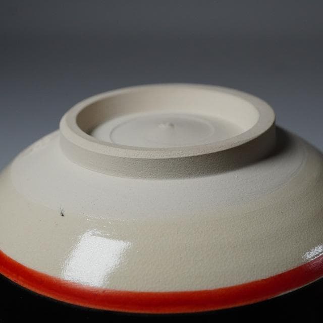 茜窯 岡田華渓　七宝絵茶碗　鵬雲斎宗匠御書付　共箱　茶道具　裏千家　色絵