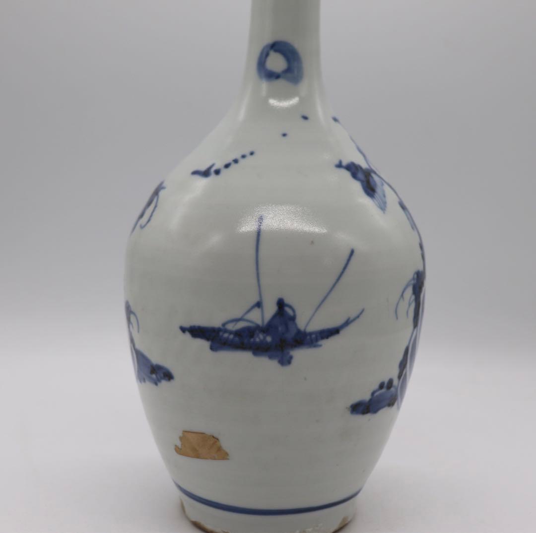 染付　山水亭閣紋瓶　送料込み0329