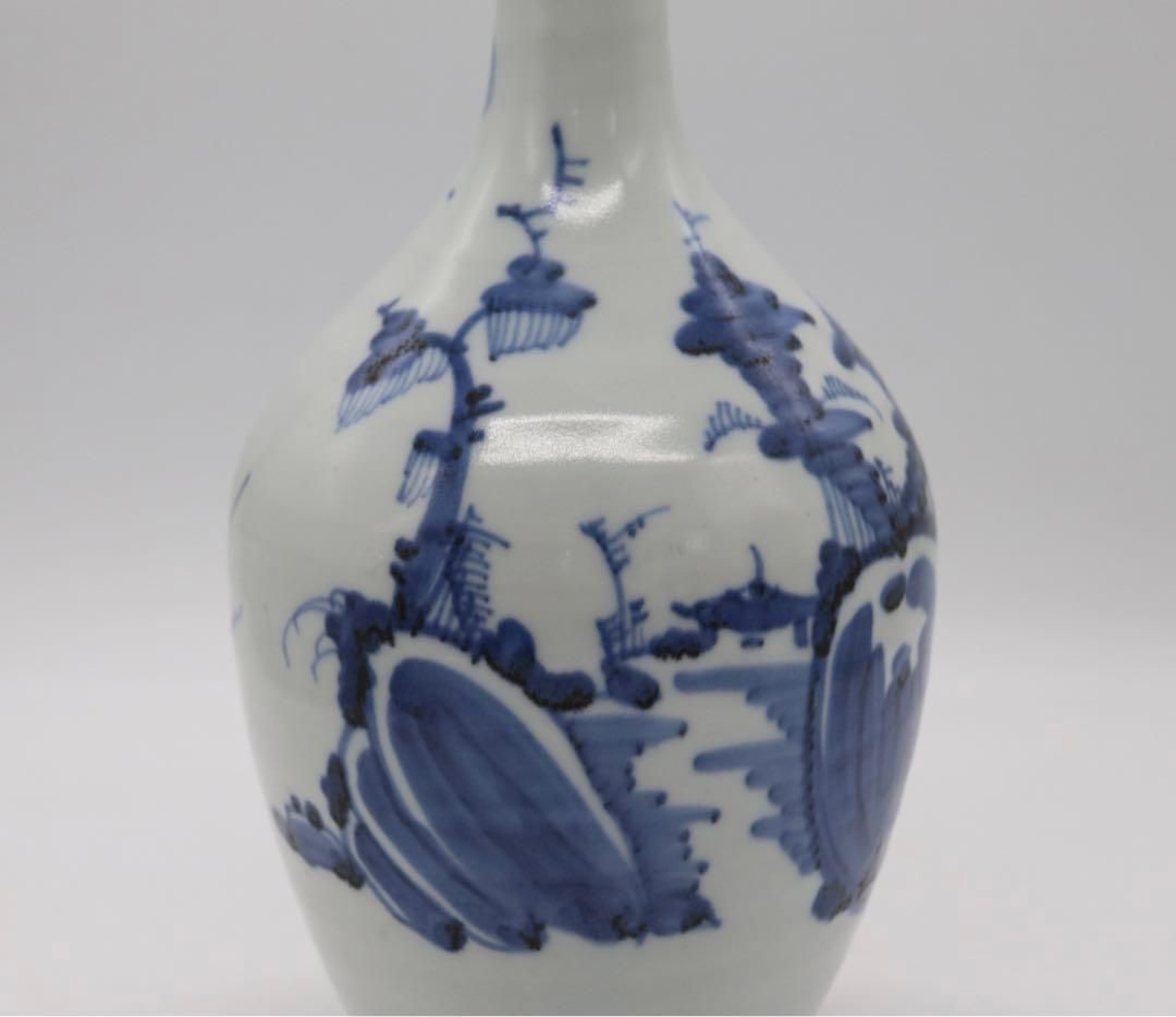 染付　山水亭閣紋瓶　送料込み0329