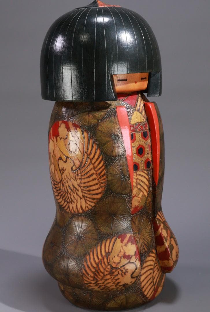 BE978　小林伊之助作 『 夕月 』　木彫　創作こけし　高さ35.5㎝