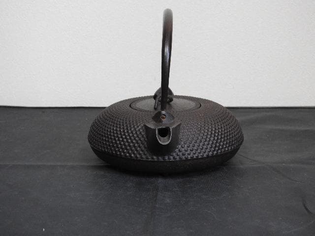 平霰地紋　銚子　赤絵替蓋添　釡師　佐藤浄清　共箱　４７６