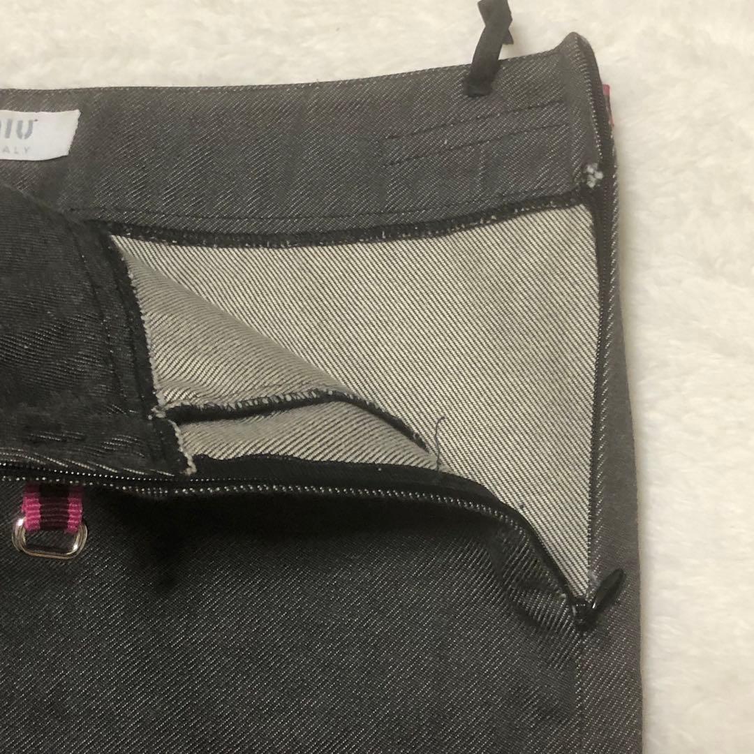 miumiu ミュウミュウ　台形スカート　ひざ丈　ミニスカート　グレー　42