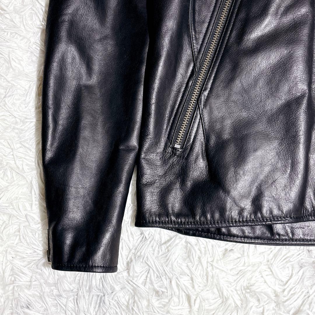 【美品】EDIFICE シングルライダース レザージャケット Lブラック 本革