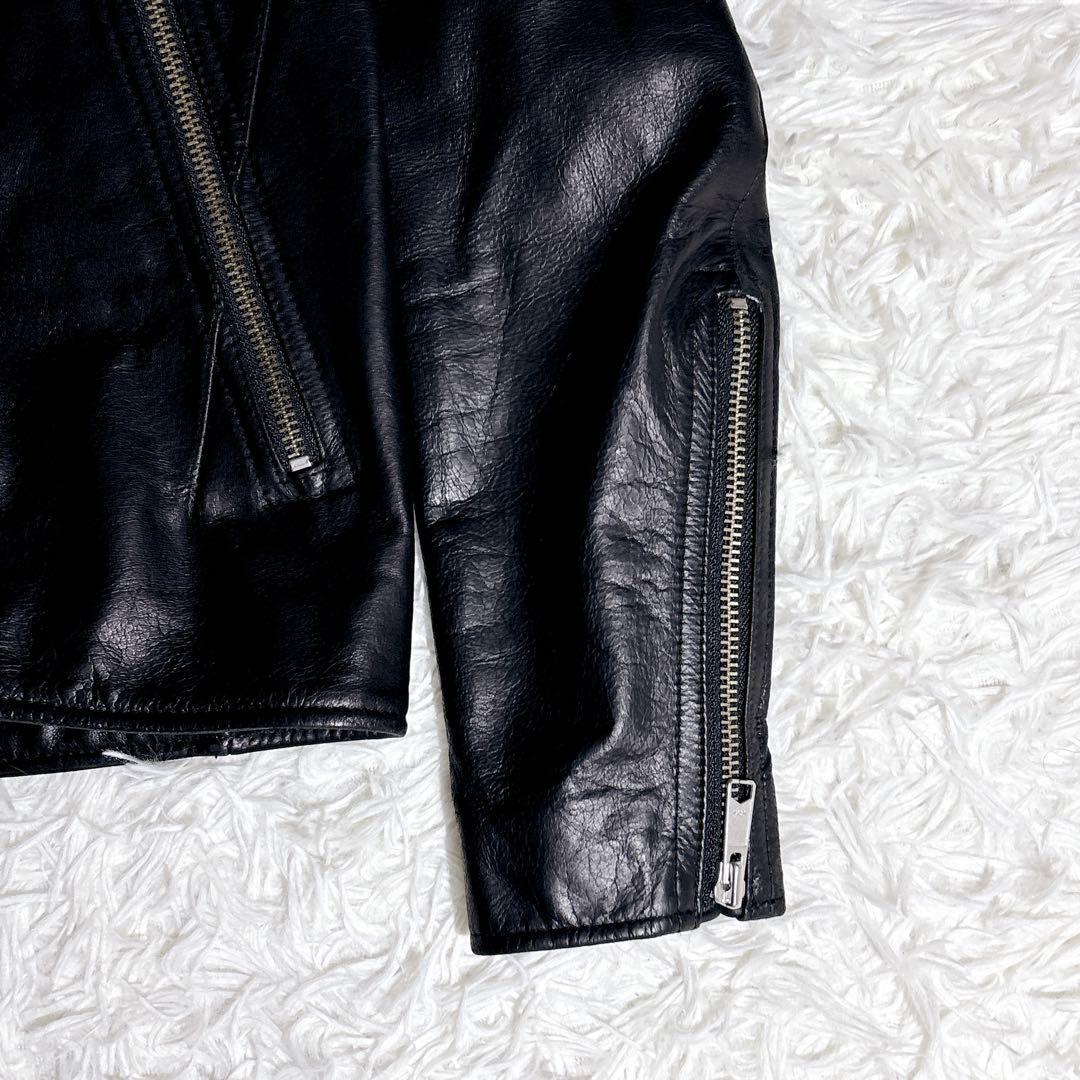 【美品】EDIFICE シングルライダース レザージャケット Lブラック 本革