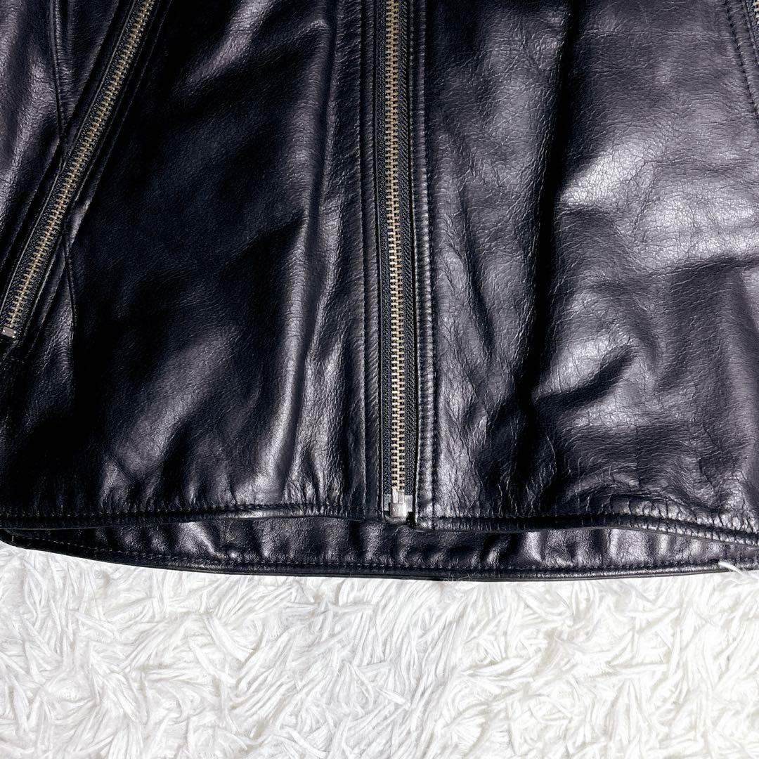 【美品】EDIFICE シングルライダース レザージャケット Lブラック 本革