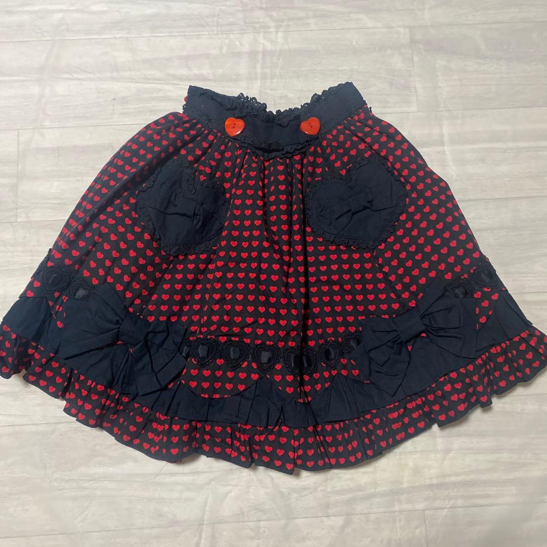Angelic Pretty ハート柄フレアスカート 赤と黒