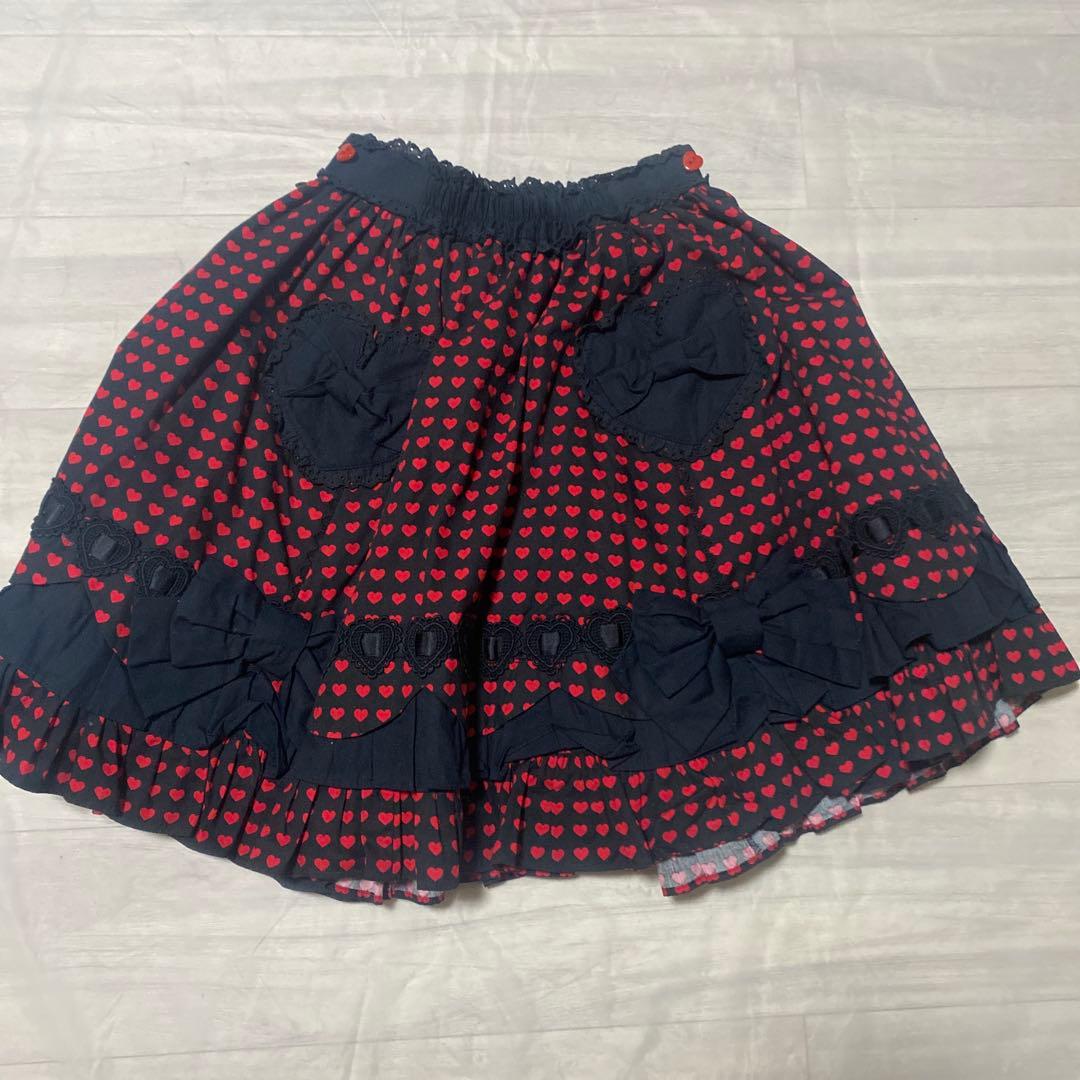 Angelic Pretty ハート柄フレアスカート 赤と黒