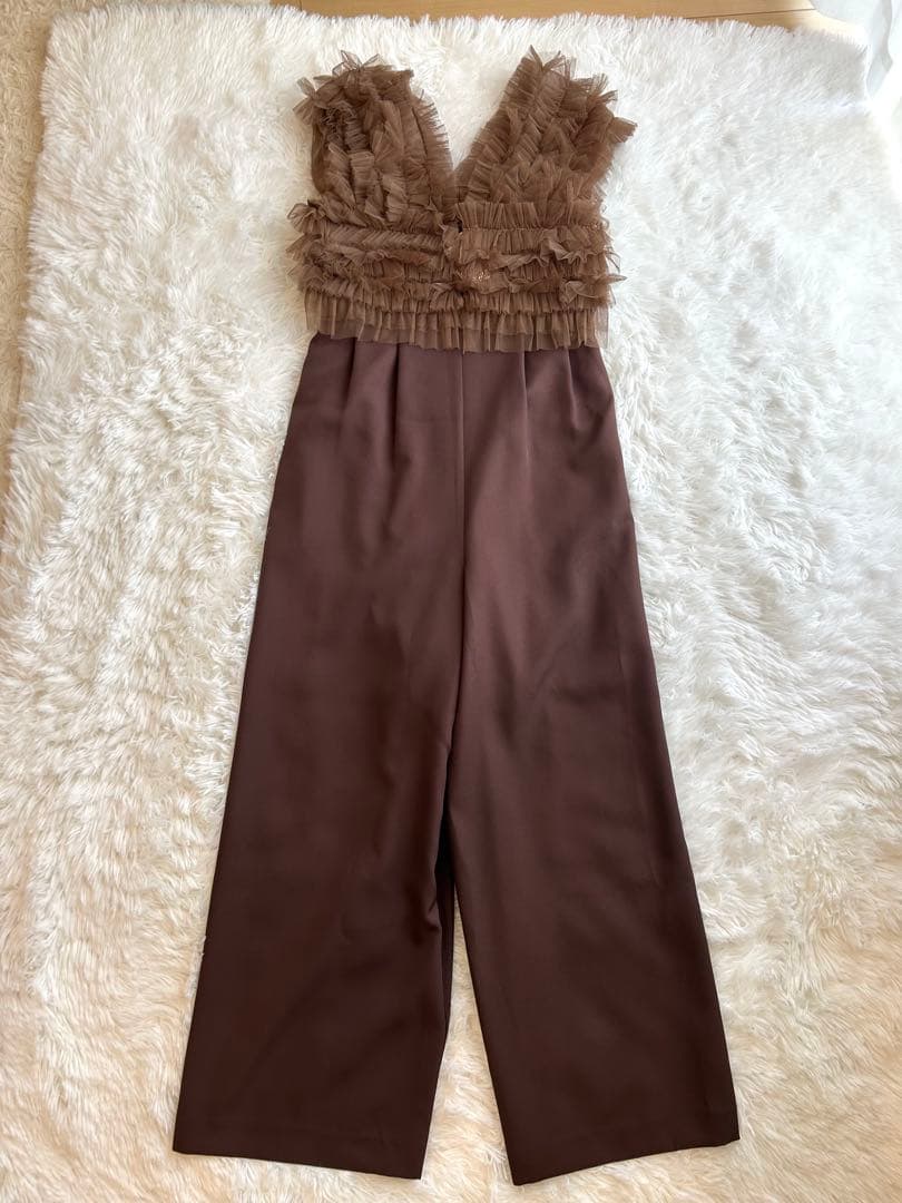 【新品✨️】niana チュールベスト&オールインワン パンツドレス ブラウン M