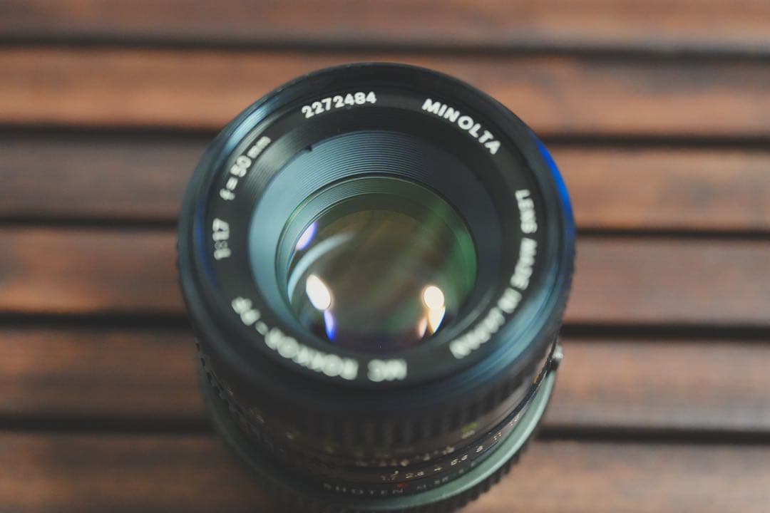 美品MINOLTA MC ROKKOR-PF 50mm F1.7 アダプタ付き