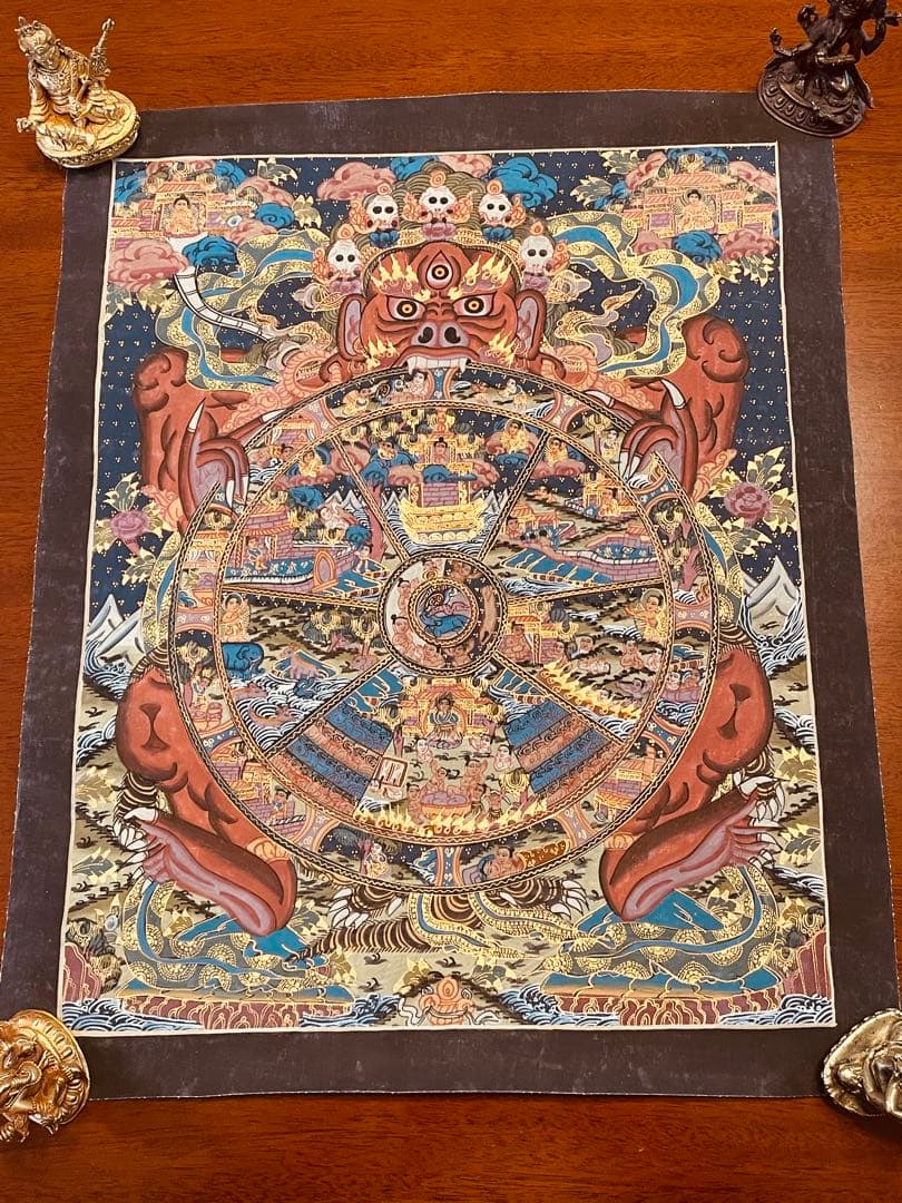 チベット密教 手描き曼荼羅（マンダラ）タンカ【新品・一点物】肉筆画 D3