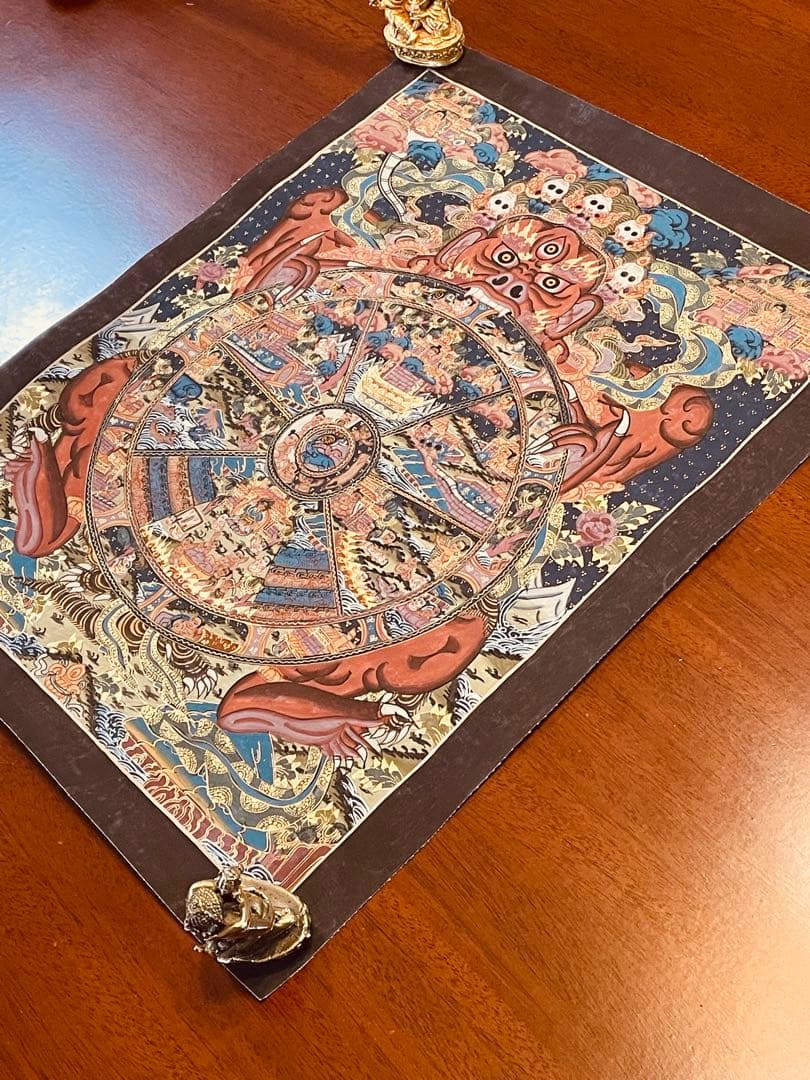 チベット密教 手描き曼荼羅（マンダラ）タンカ【新品・一点物】肉筆画 D3