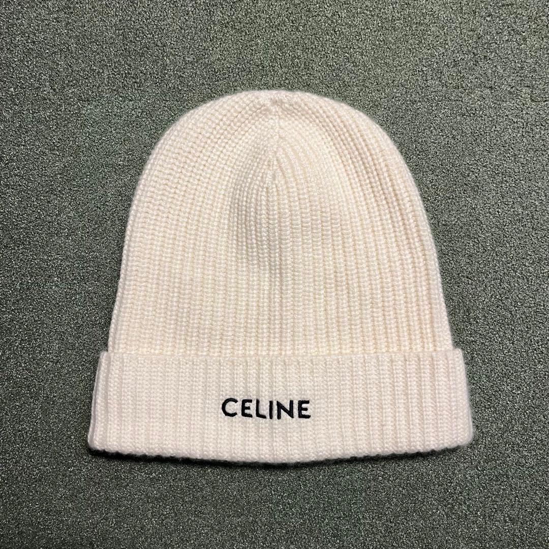 CELINE ロゴエンブロイダリーヘリテージカシミアニットキャップ