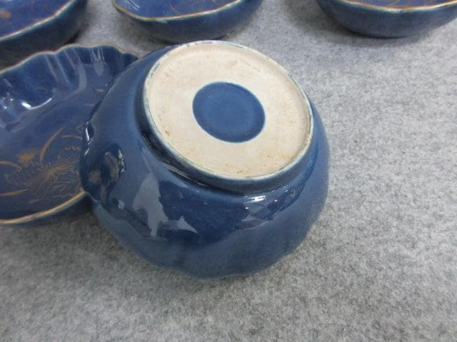 古伊万里瑠璃金彩あざみ図なます皿5枚 [B25907]