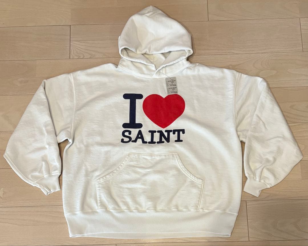 セントマイケル26SS新作HOODIE/I LOVE SAINT白XL極美品