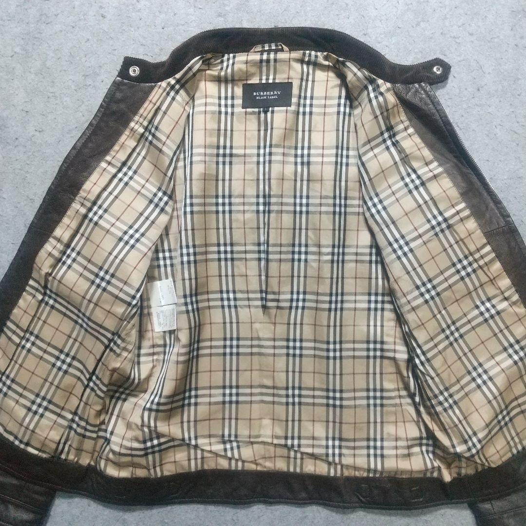 美品 L バーバリーブラックレーベル ライダースジャケット 革ジャン アウター