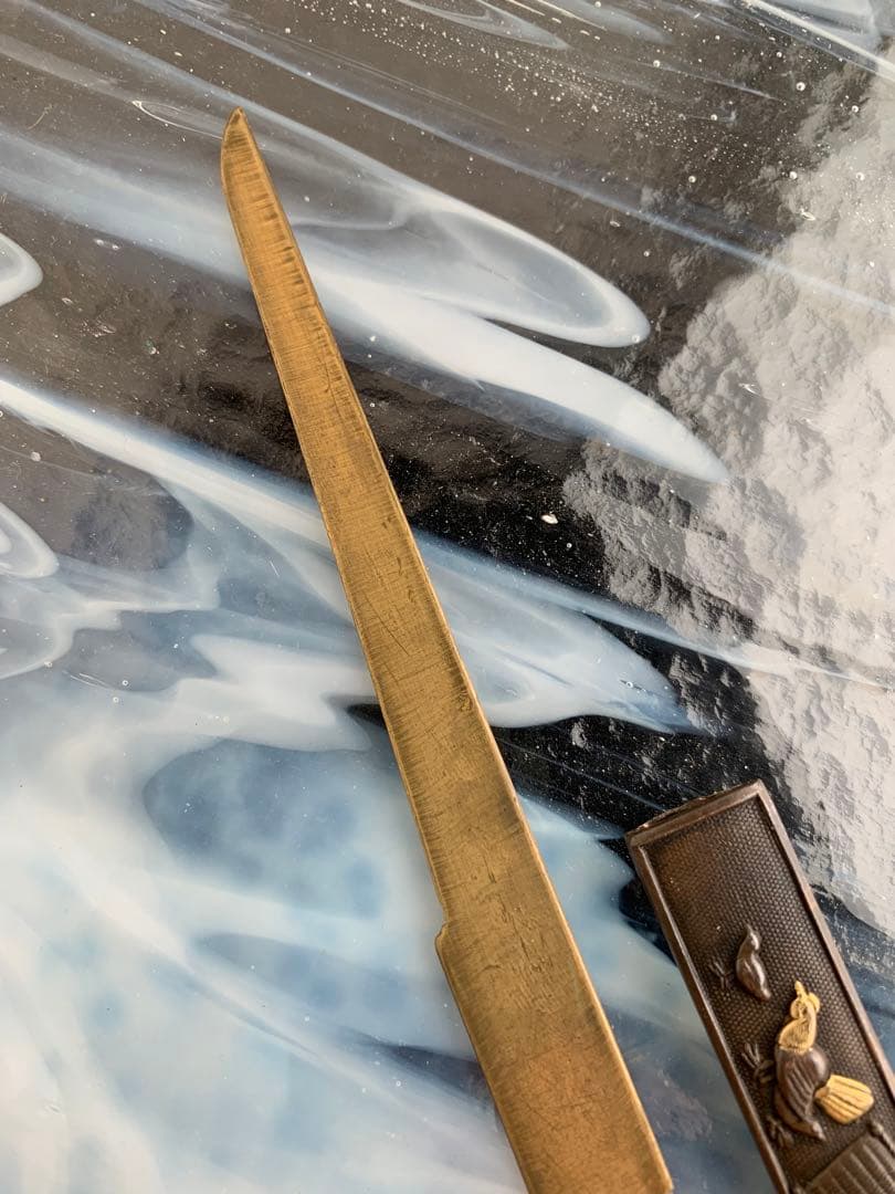 小柄小刀　鶏図小柄袋　刀装具（15cm以下の合法サイズ）