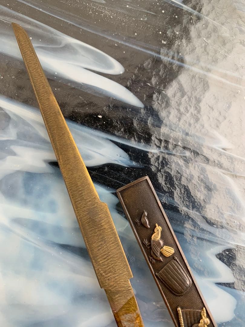 小柄小刀　鶏図小柄袋　刀装具（15cm以下の合法サイズ）